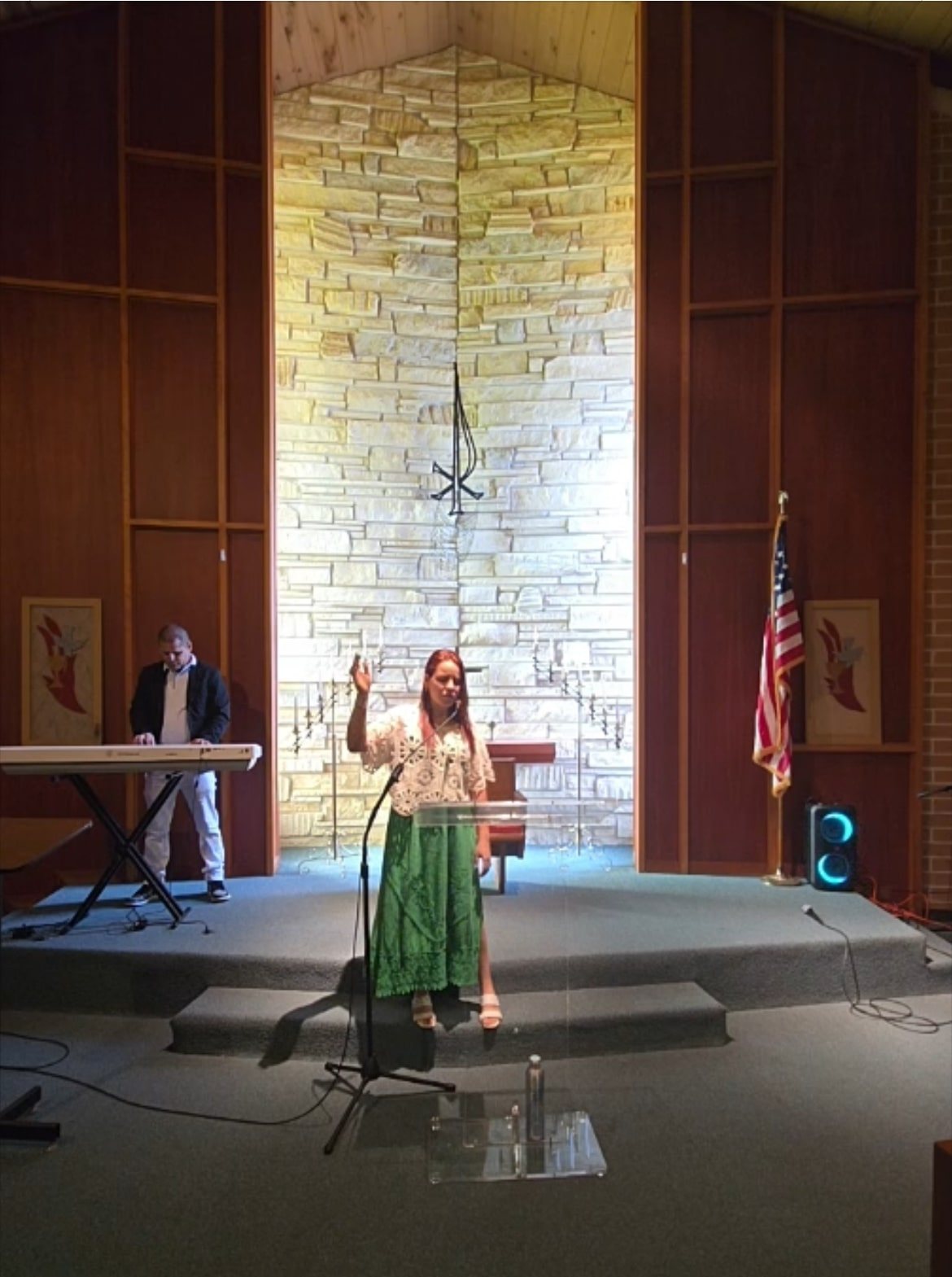 Leading the congregation in song